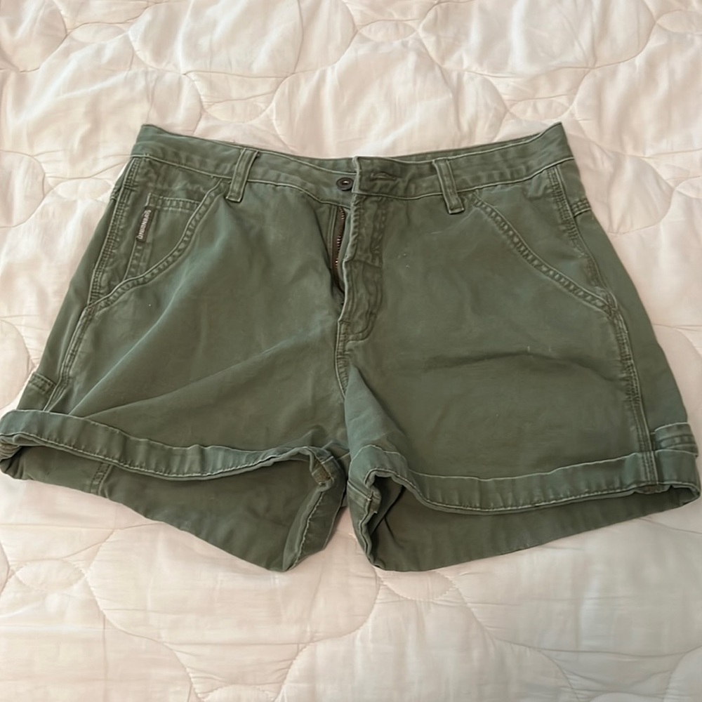 Green jean shorts